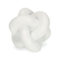 5" White Resin Knot Tabletop Sculpture. Sculpture isolated on a plain white background, in a white resin finish.