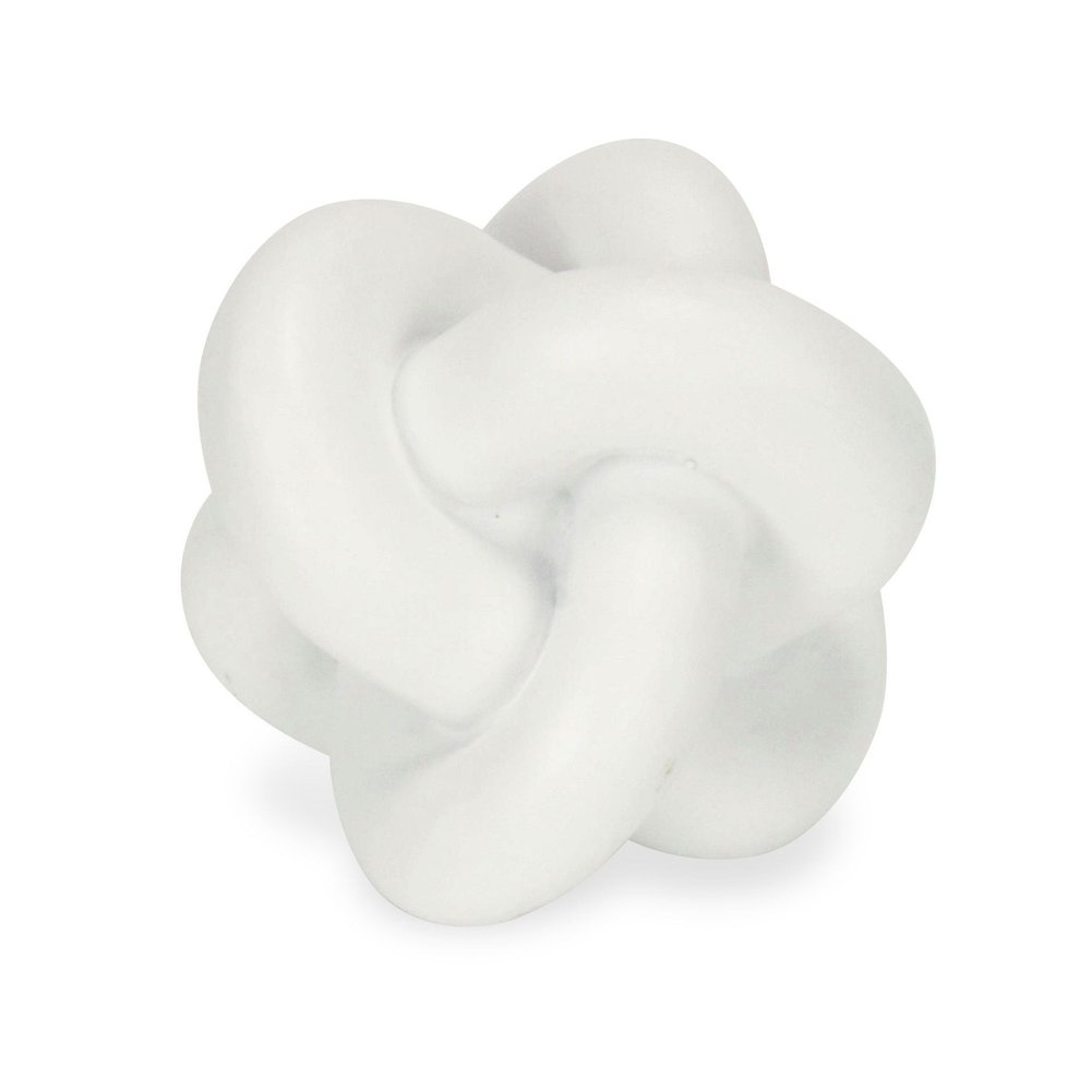 5" White Resin Knot Tabletop Sculpture. Sculpture isolated on a plain white background, in a white resin finish.