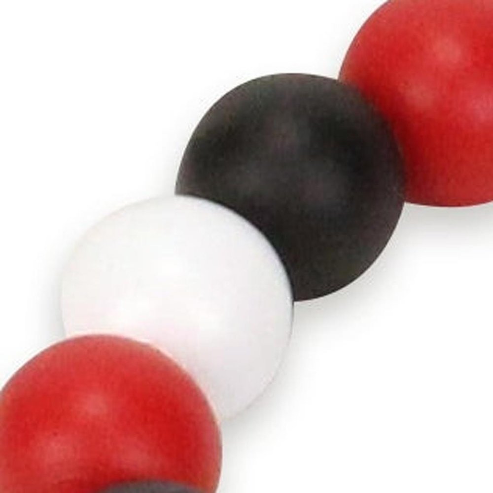 40" Black Red And White Wood Hand Painted Decorative Tassel