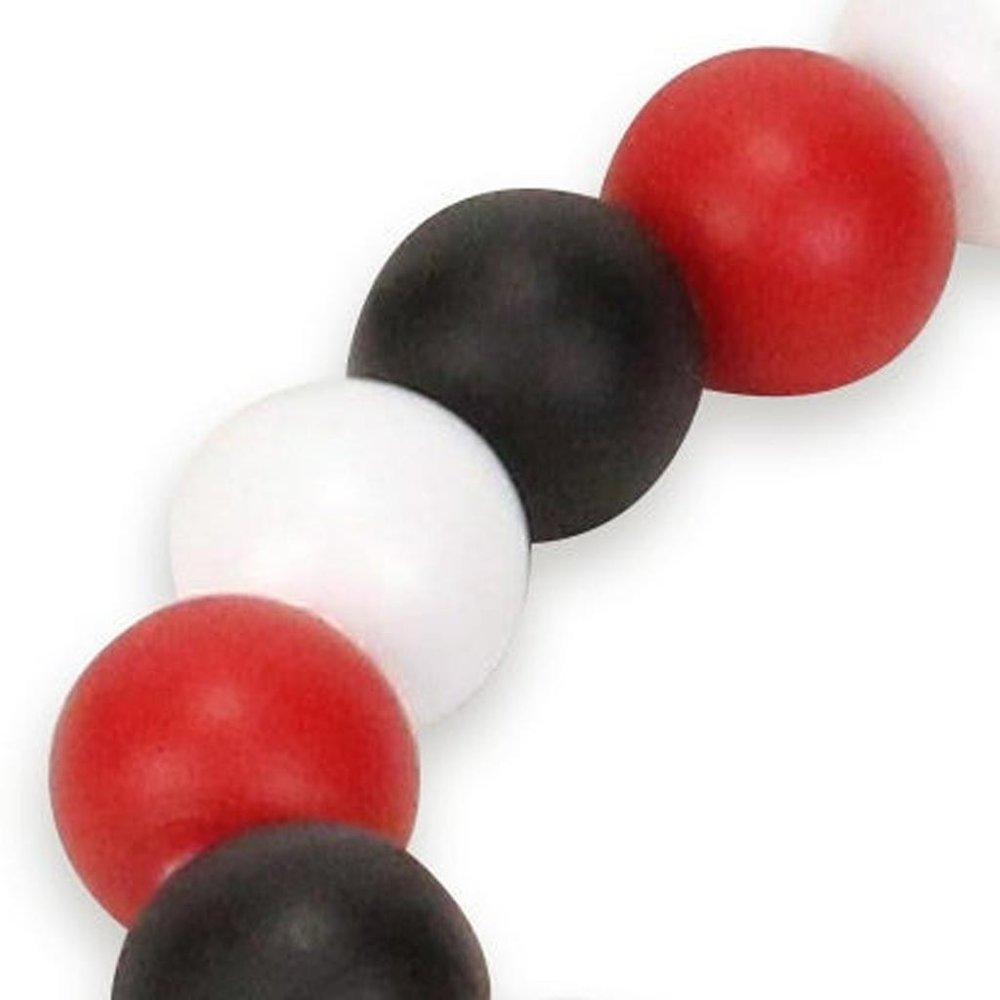 40" Black Red And White Wood Hand Painted Decorative Tassel
