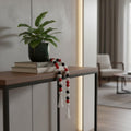 40" Black Red And White Wood Hand Painted Decorative Tassel