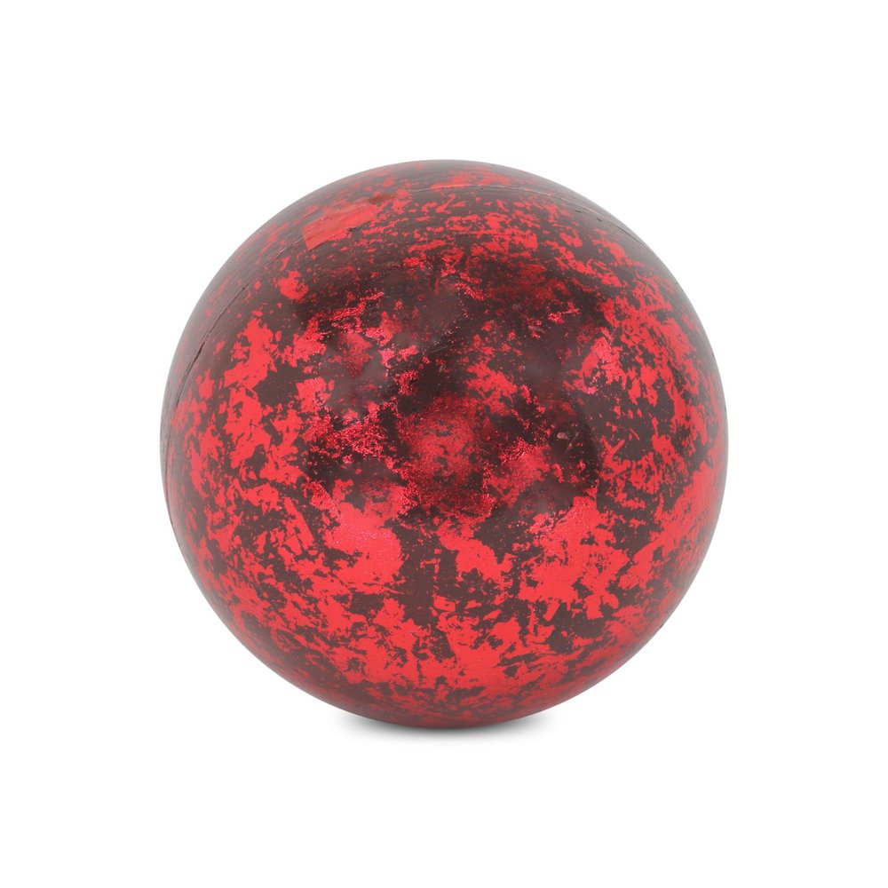6" Red Paper Mache Hand Painted Orb Decorative Orb