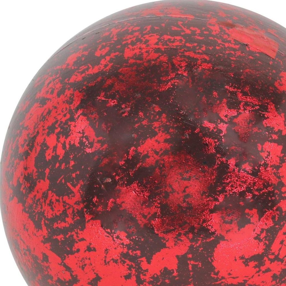 6" Red Paper Mache Hand Painted Orb Decorative Orb