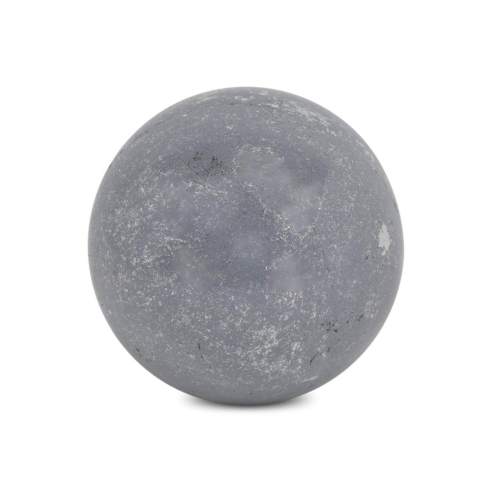 6" Silver Paper Mache Hand Painted Orb Decorative Orb
