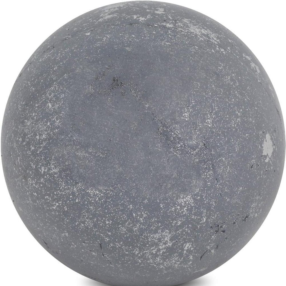 6" Silver Paper Mache Hand Painted Orb Decorative Orb