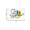 32" White And Yellow Cotton Chameleon Youthful Bath Rug. Bath rug isolated on a plain white background, in a white cotton finish.