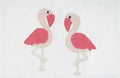 32" Pink And White Cotton Flamingo Bath Rug. Bath rug isolated on a plain white background, in a white cotton finish.