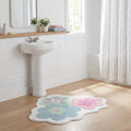 32" Pink And White Cotton Flowers Floral Bath Rug