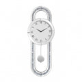 15" Silver Faux Crystal And Mirrored Glass Silent Analog Oval Wall Clock