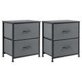 Set of Two 20" Gray Iron and Wood Woven Texture Four Drawer Nightstand on a white background