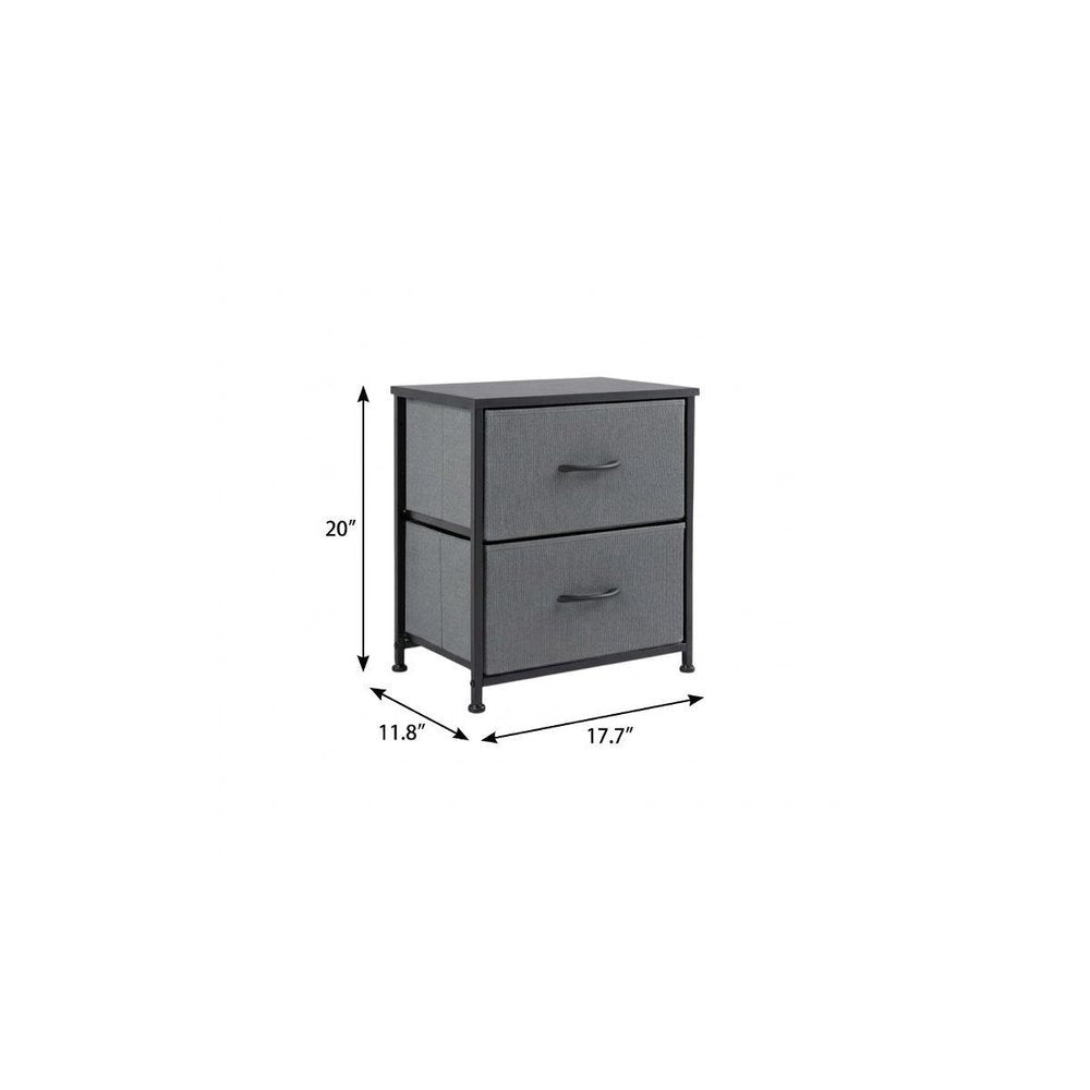 Set of Two 20" Gray Iron and Wood Woven Texture Four Drawer Nightstand on a white background