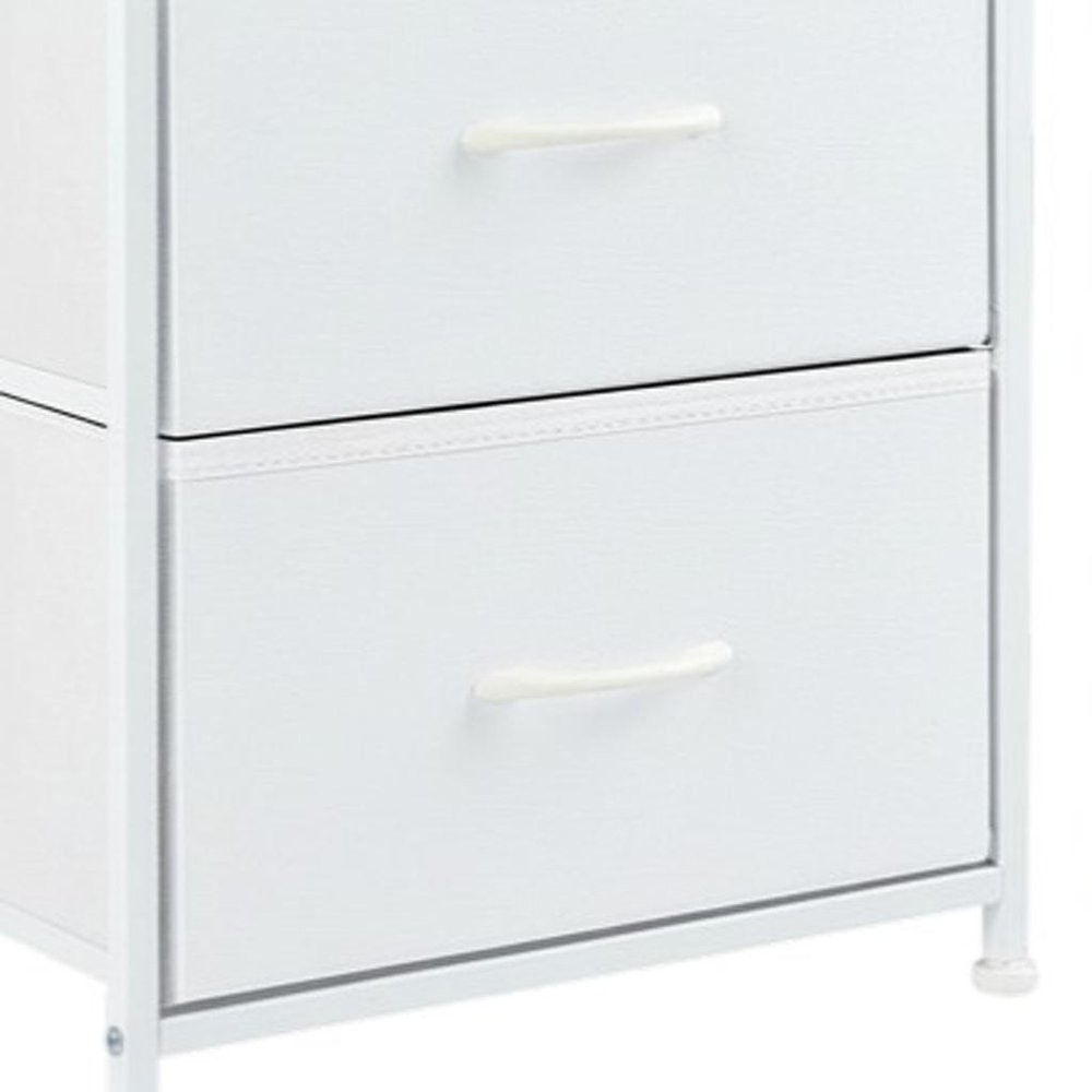 Set of Two 20" White Iron and Wood Two Drawer Nightstand