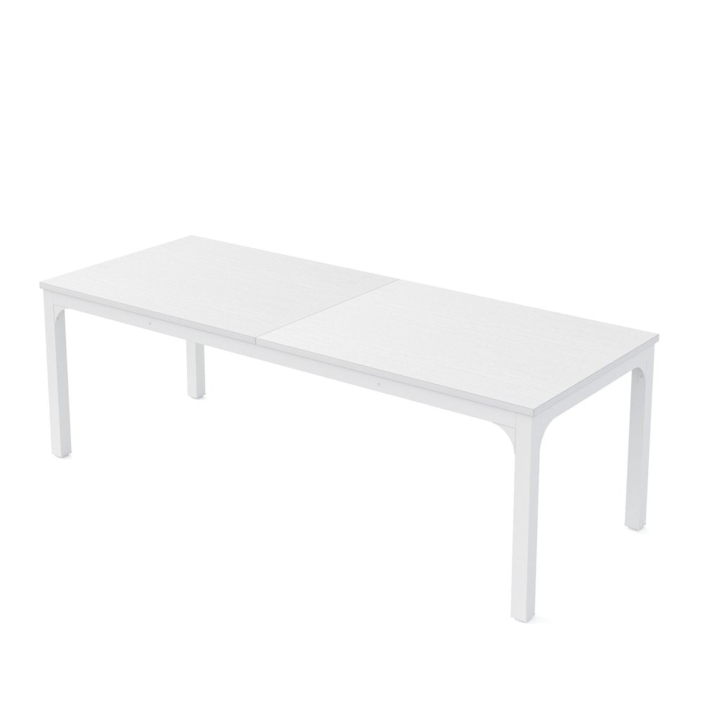 79" White Wood and Iron Dining Table