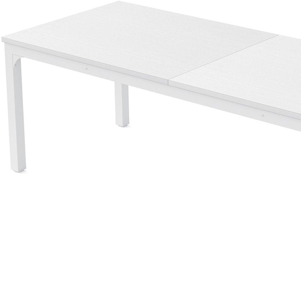 79" White Wood and Iron Dining Table on a white background