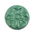 Set of Six Green Mushroom Knob Floral Ceramic Drawer Pull Knobs