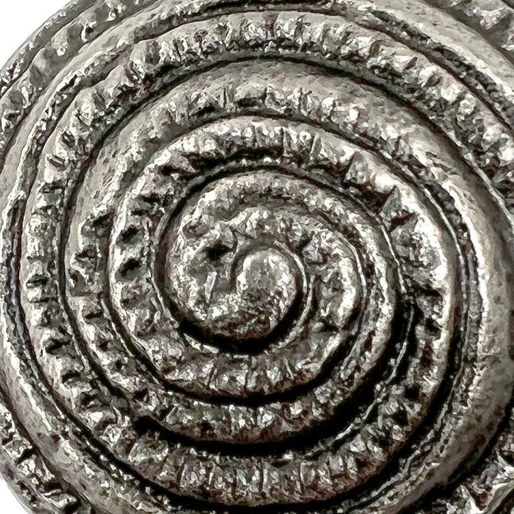 Set of Six Silver Novelty Knob Seashell Cast Aluminum Drawer Pull Knobs in a home interior