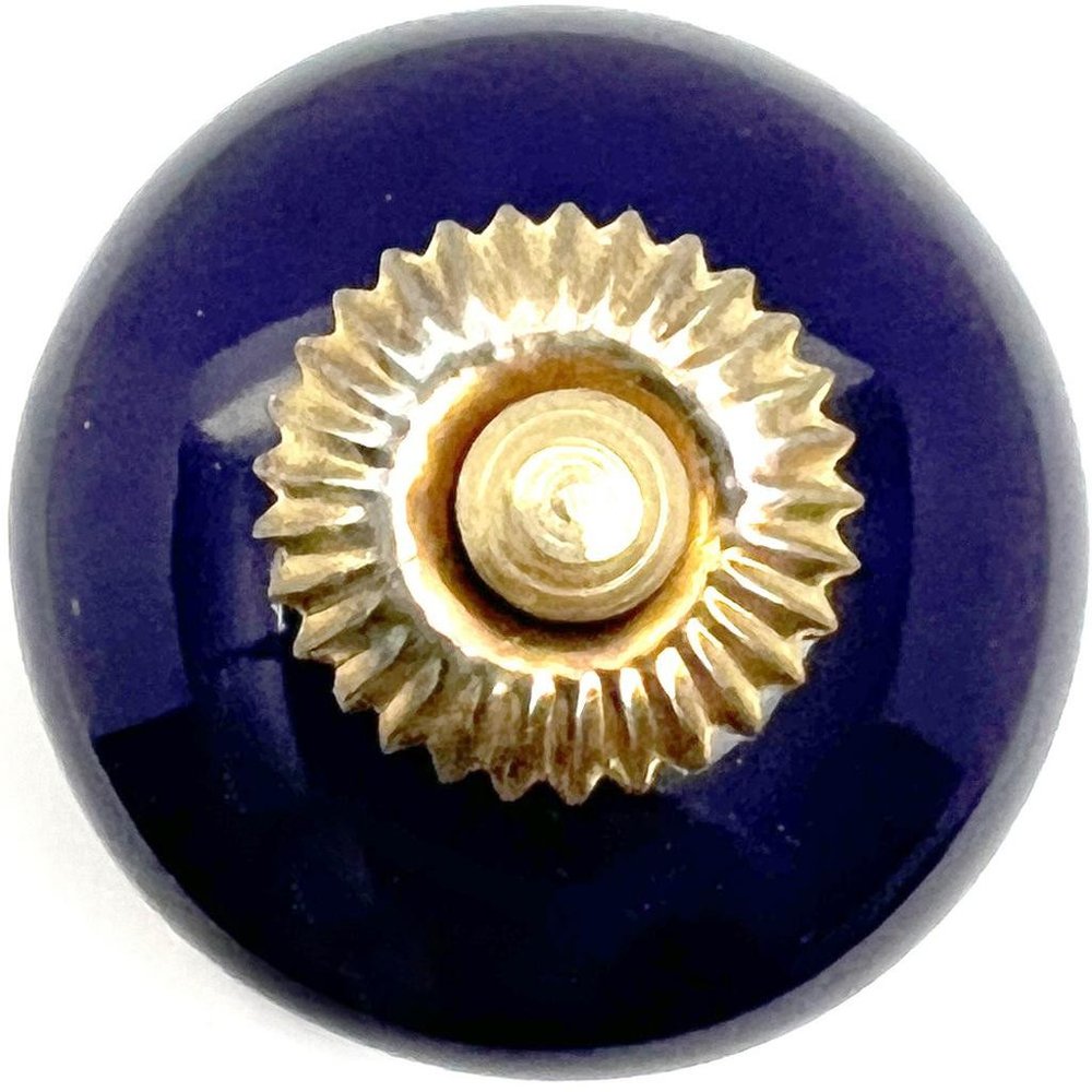 Set of Six Cobalt And Gold Ceramic Drawer Pull Knobs