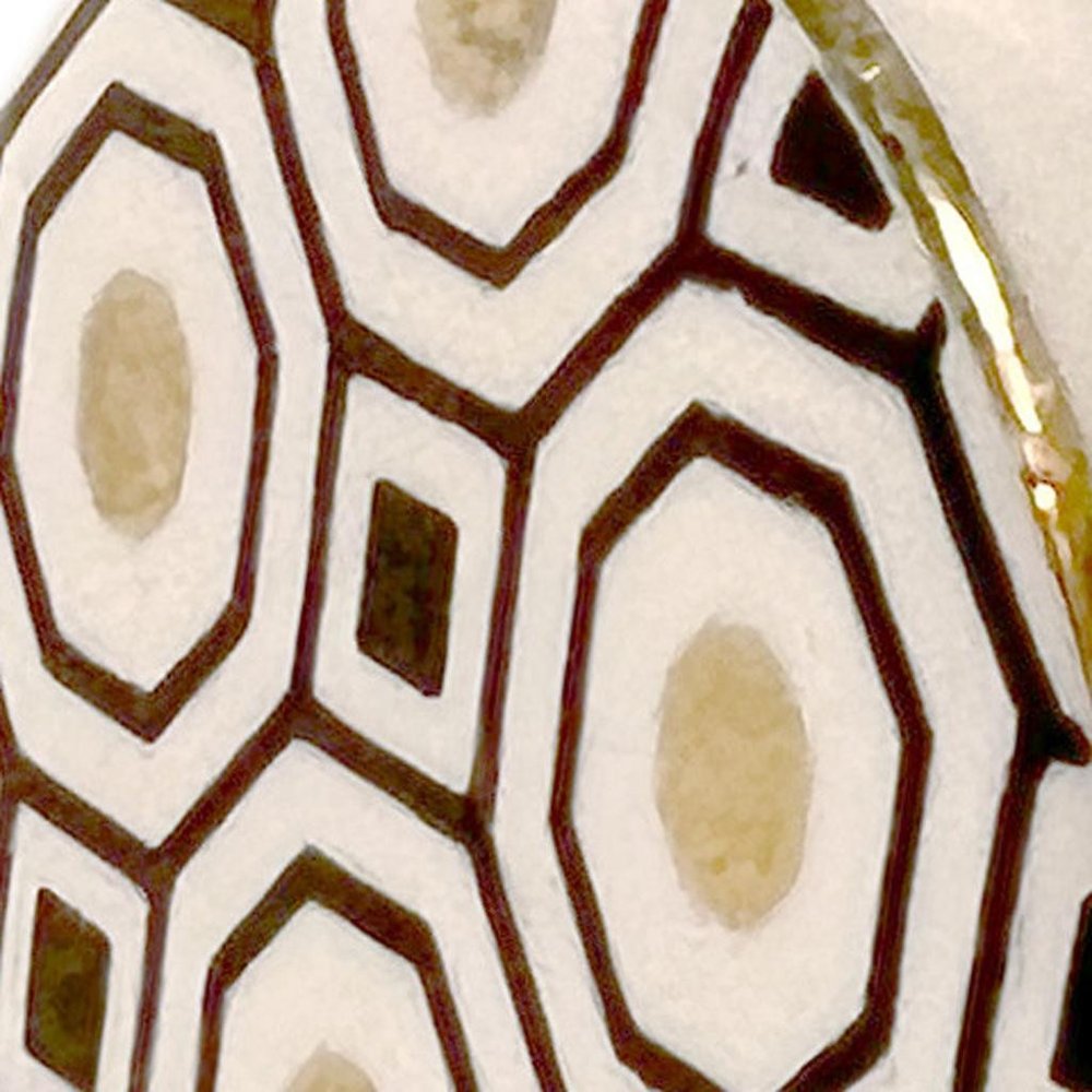 Set of Six Gold Silver And White Geometric Ceramic Drawer Pull Knobs