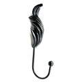Set of Six Black Steel Feather Wall Hooks on a white background