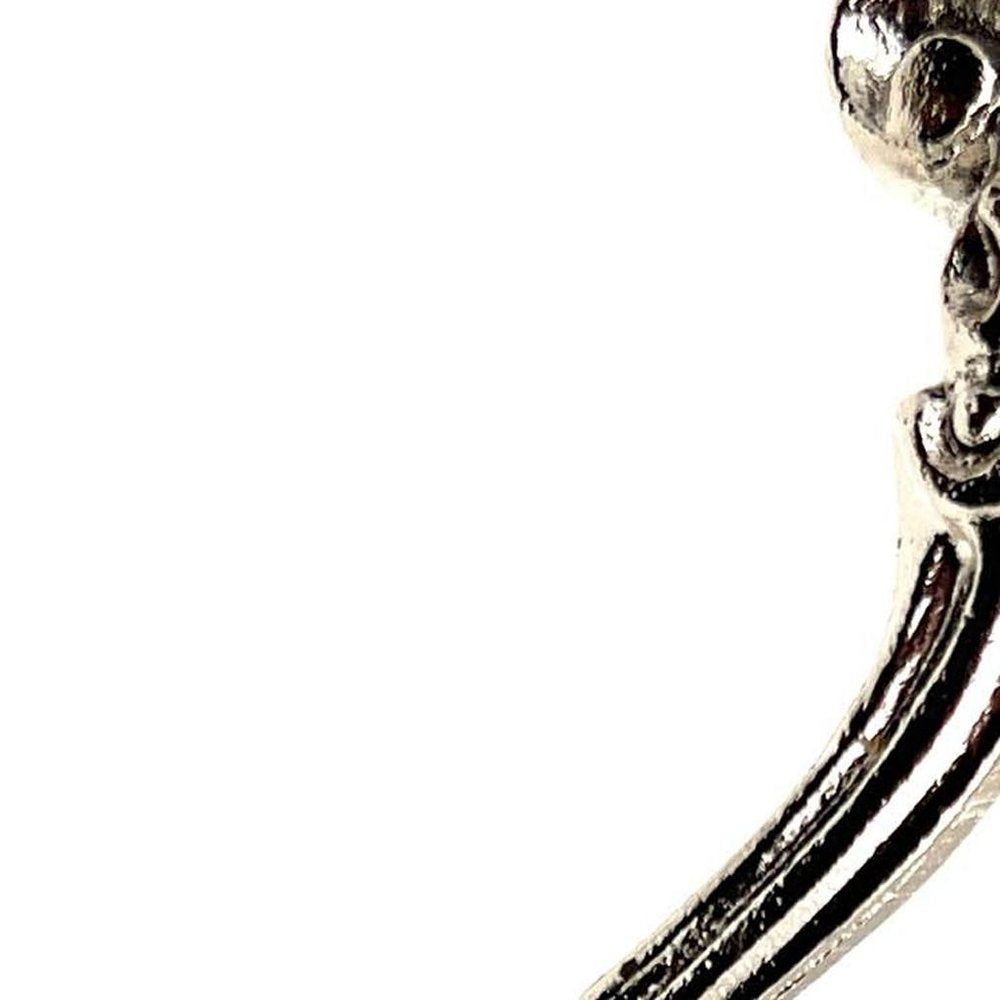 Set of Six Silver Cast Iron Baroque Scroll Wall Hooks on a white background