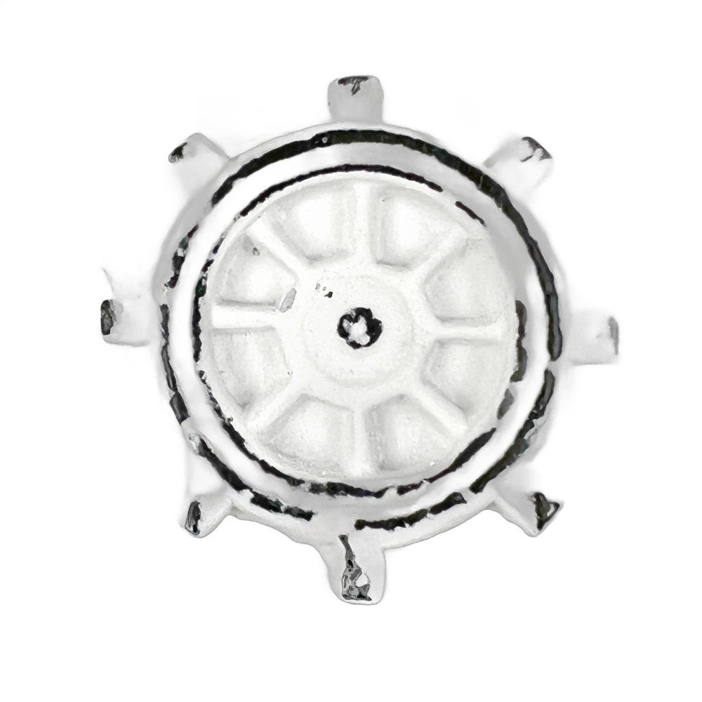 Set of Six White Iron Nautical Drawer Pull Knobs