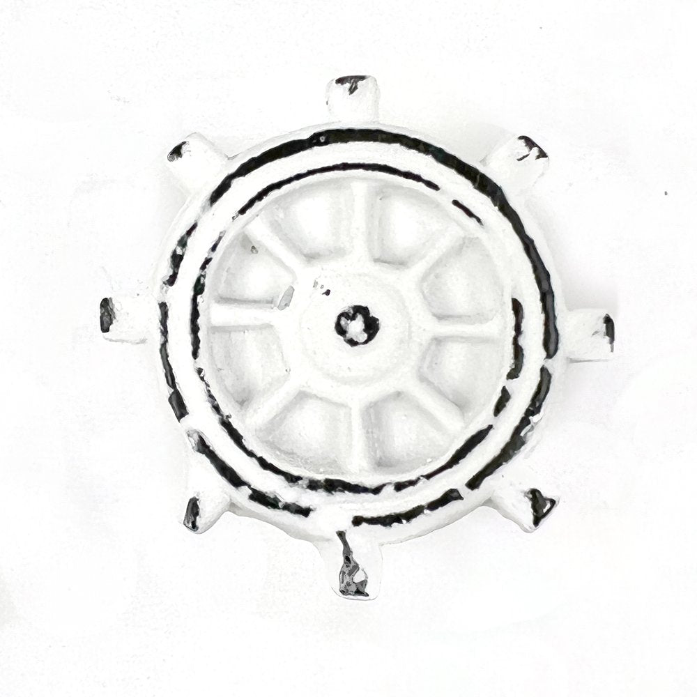 Set of Six White Iron Nautical Drawer Pull Knobs