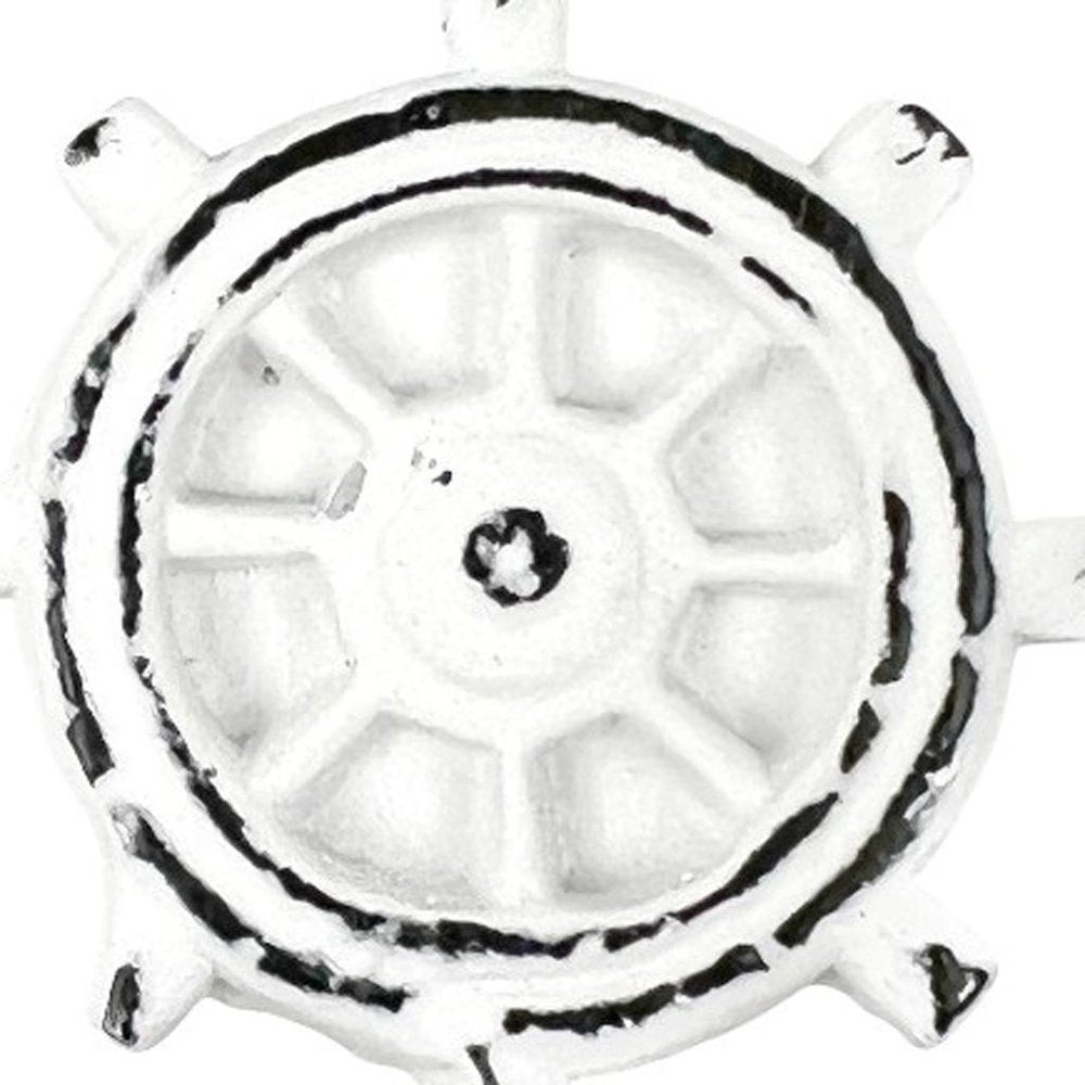 Set of Six White Iron Nautical Drawer Pull Knobs