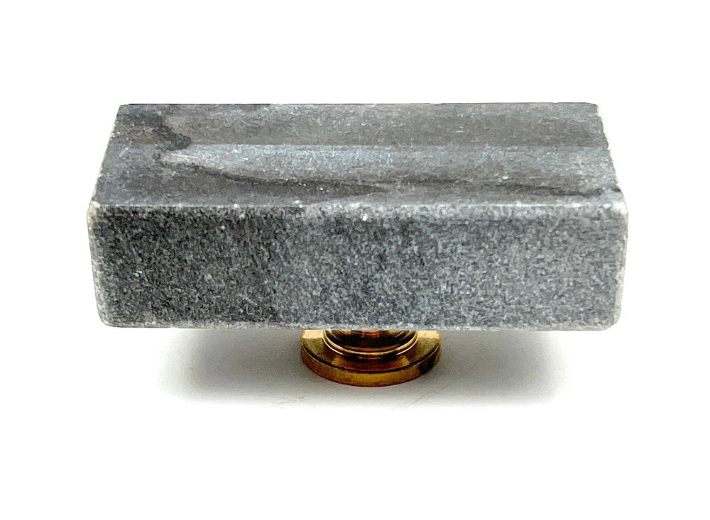 Set of Six Gray Rectangle Knob Stone Drawer Pull Knobs on a white background