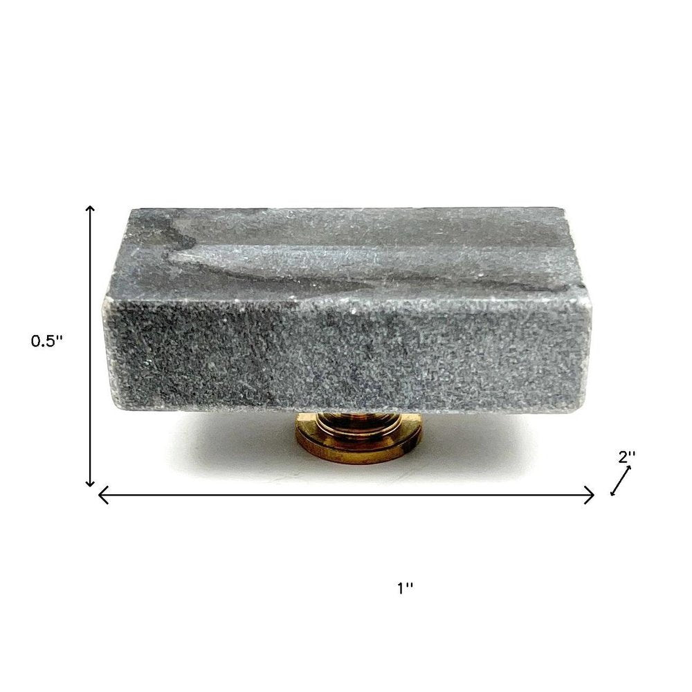 Set of Six Gray Rectangle Knob Stone Drawer Pull Knobs on a white background