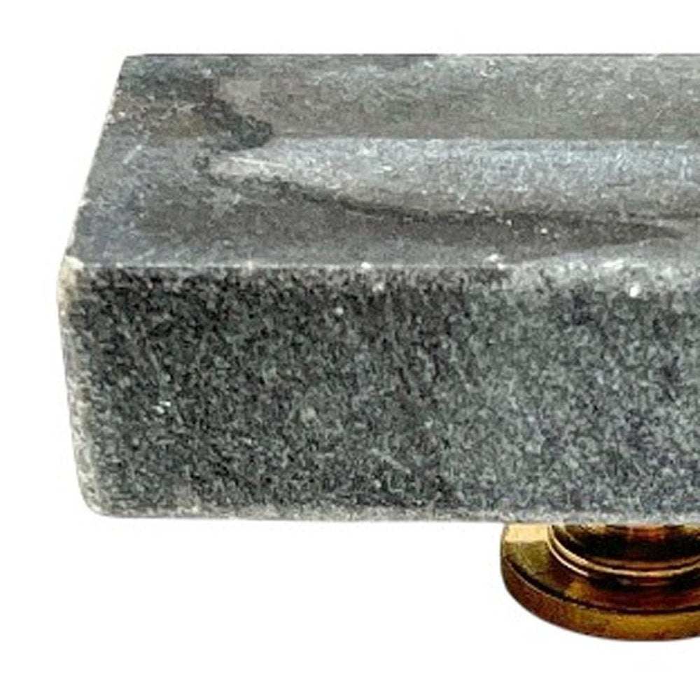 Set of Six Gray Rectangle Knob Stone Drawer Pull Knobs on a white background