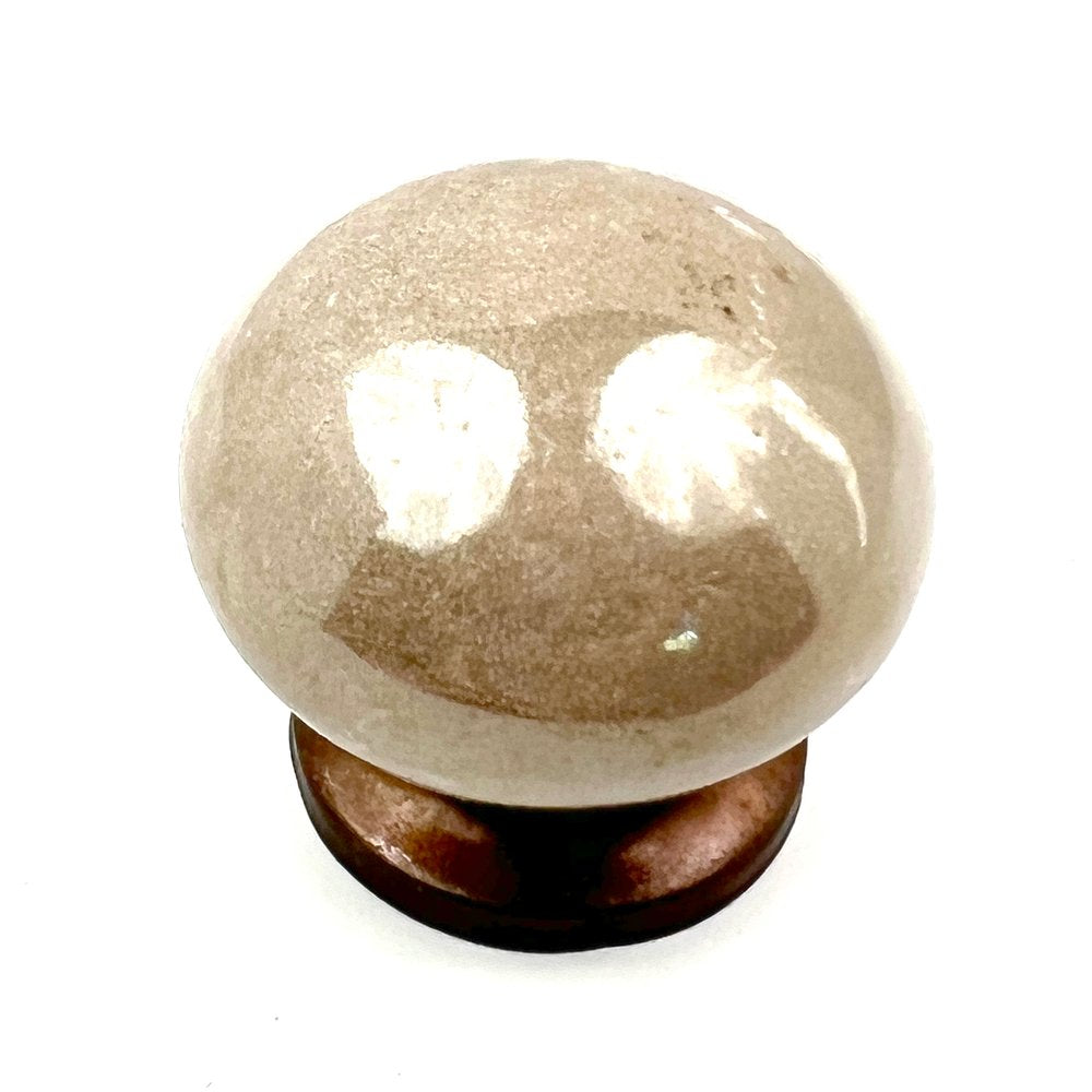 Set of Six Tan Mushroom Knob Ceramic Drawer Pull Knobs