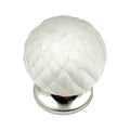 Set of Six White Glass Drawer Pull Knobs