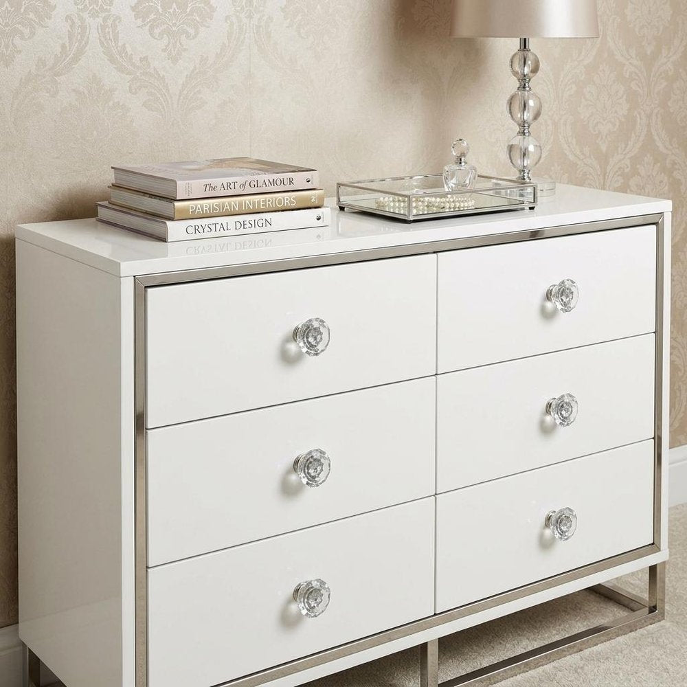 Set of Six Clear Glass Drawer Pull Knobs