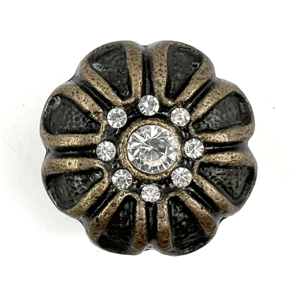 Set of Six Black And Gold Scalloped Knob Iron Drawer Pull Knobs on a white background