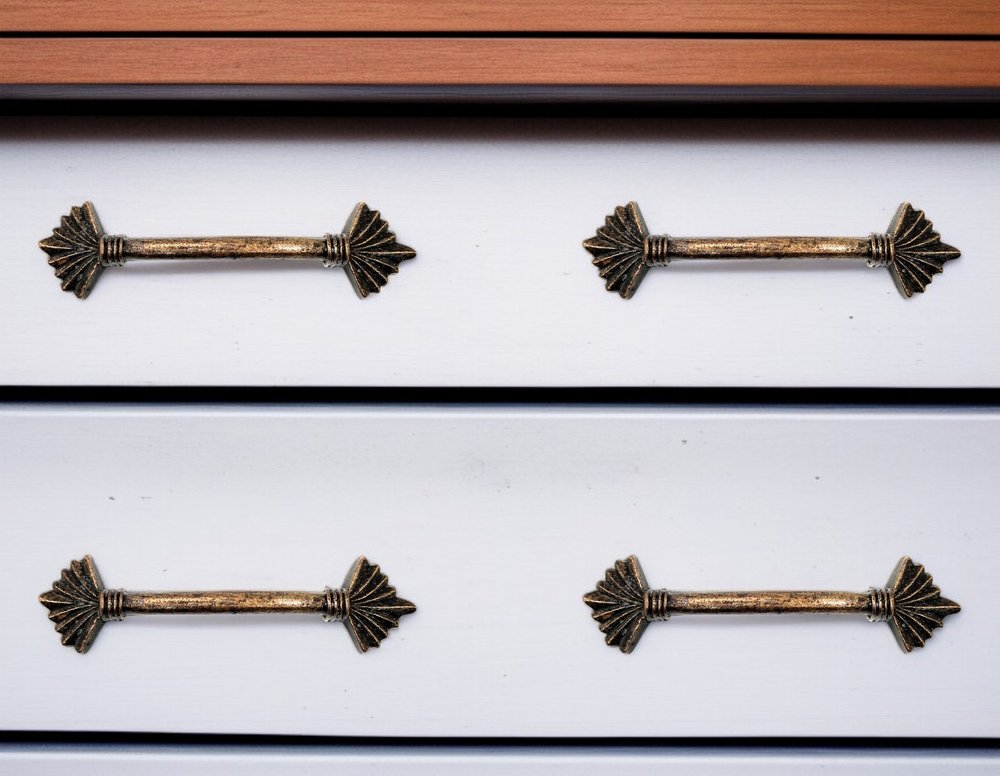 Set of Six Bronze Novelty Knob Metal Drawer Pull Knobs