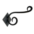Set of Six Black Cast Iron Scroll Wall Hooks on a white background