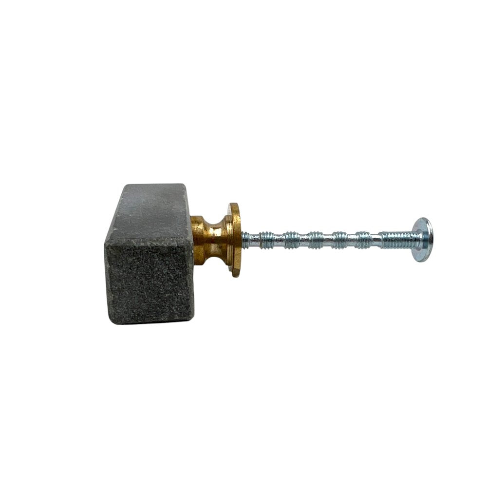 Set of Six Gray Rectangle Knob Stone Drawer Pull Knobs