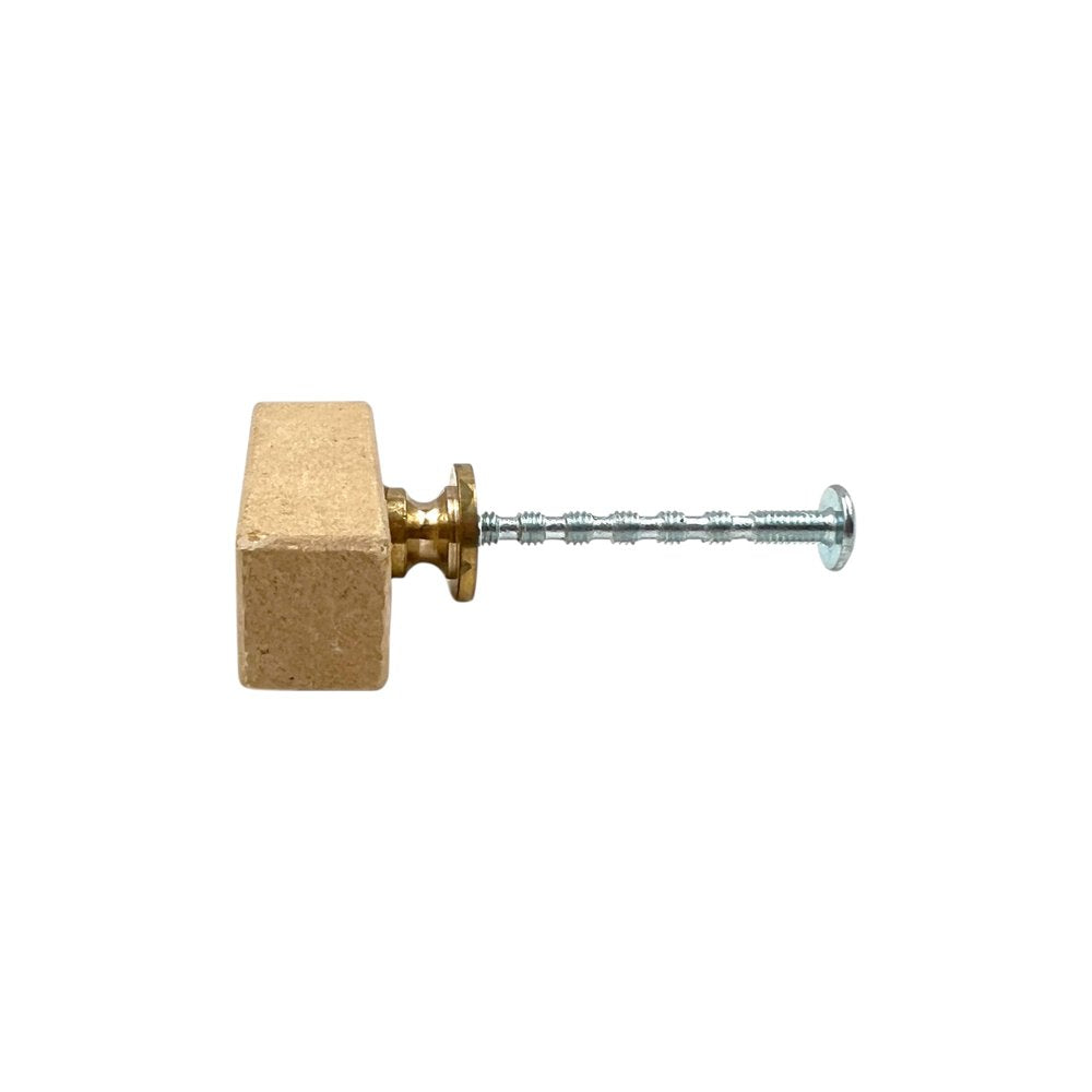 Set of Six Brown Rectangle Knob Stone Drawer Pull Knobs