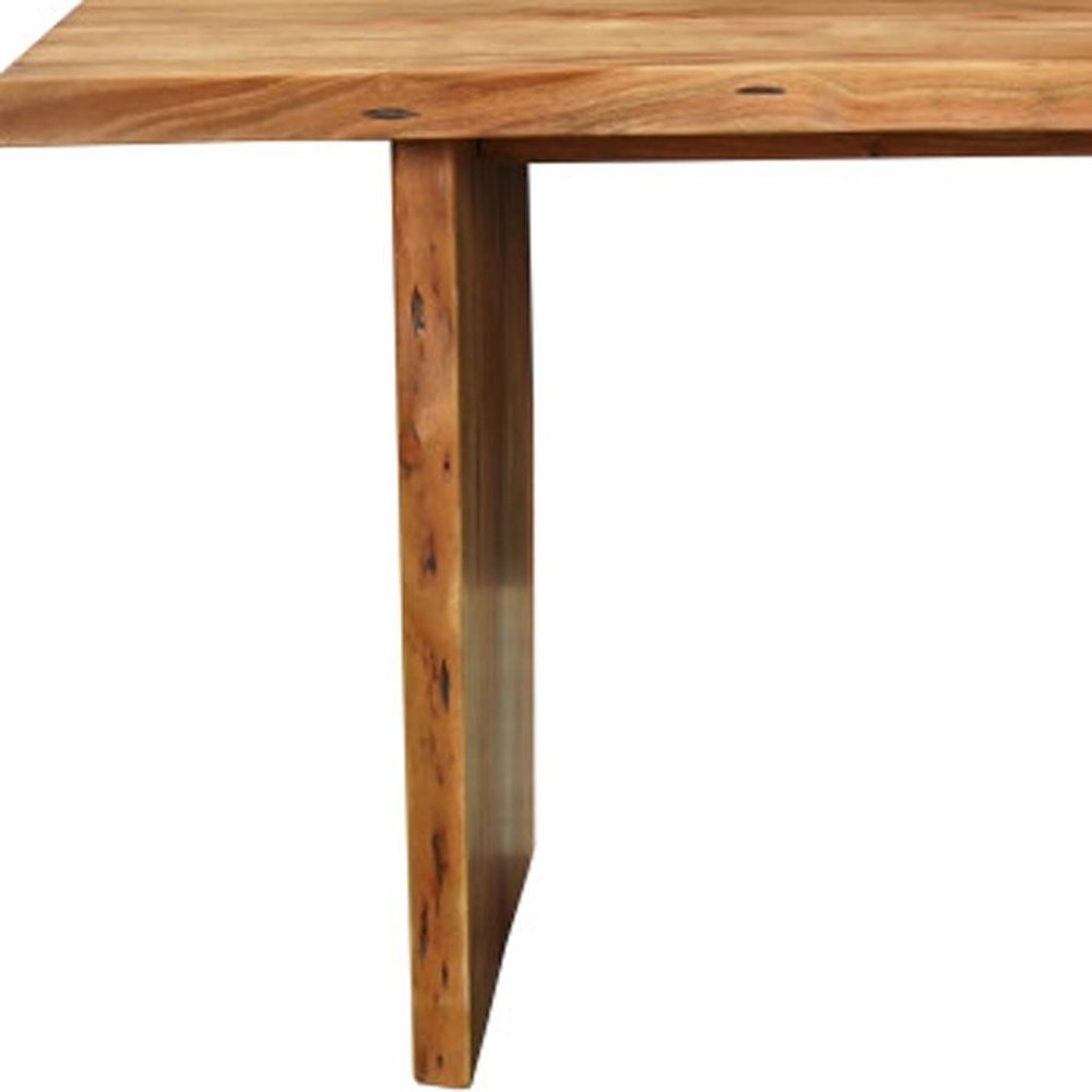Seven Piece Brown Solid Wood Dining Set with Six Chairs