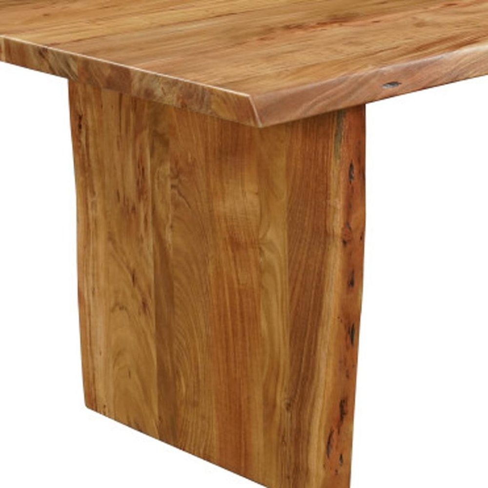 Seven Piece Brown Solid Wood Dining Set with Six Chairs - SKU 635828 on a white background