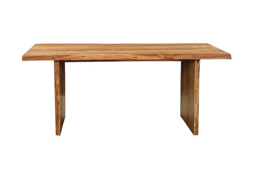 Seven Piece Brown Solid Wood Dining Set with Six Chairs - SKU 635828 on a white background