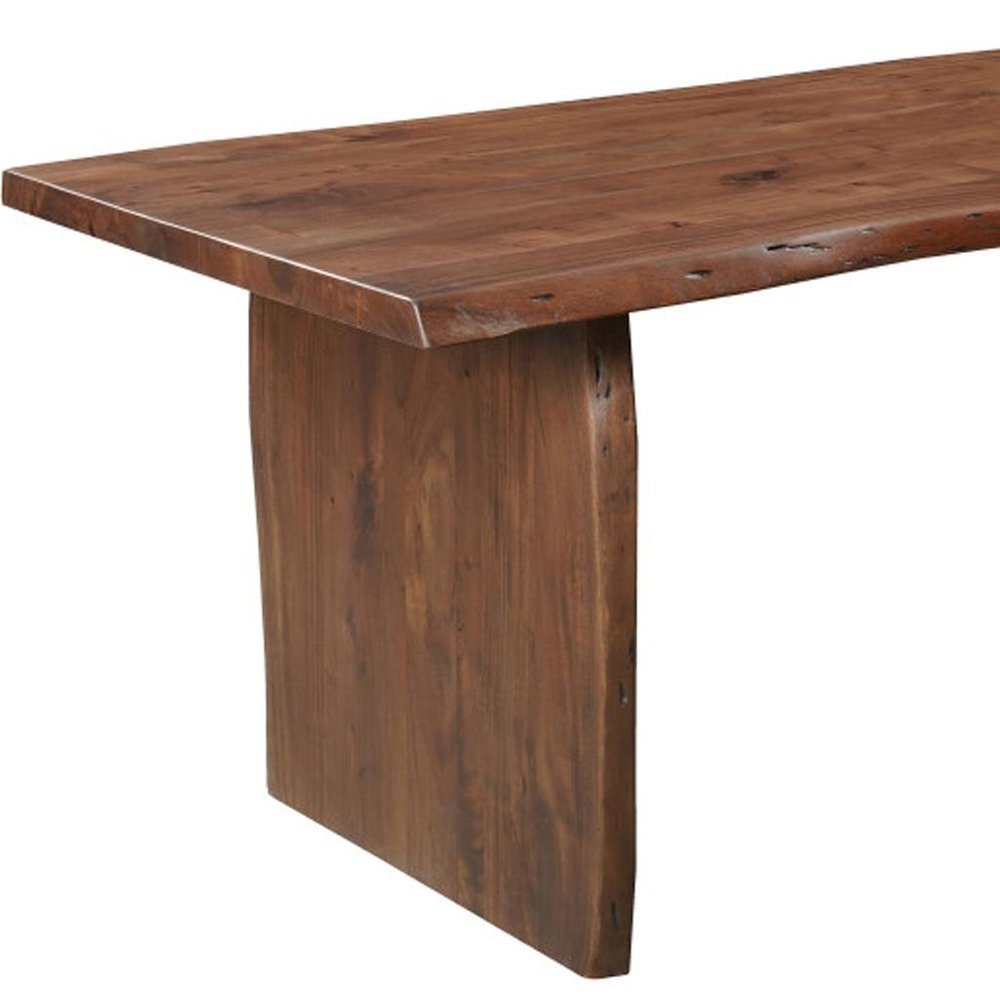 Seven Piece Brown Solid Wood Dining Set with Six Chairs - SKU 635829 on a white background