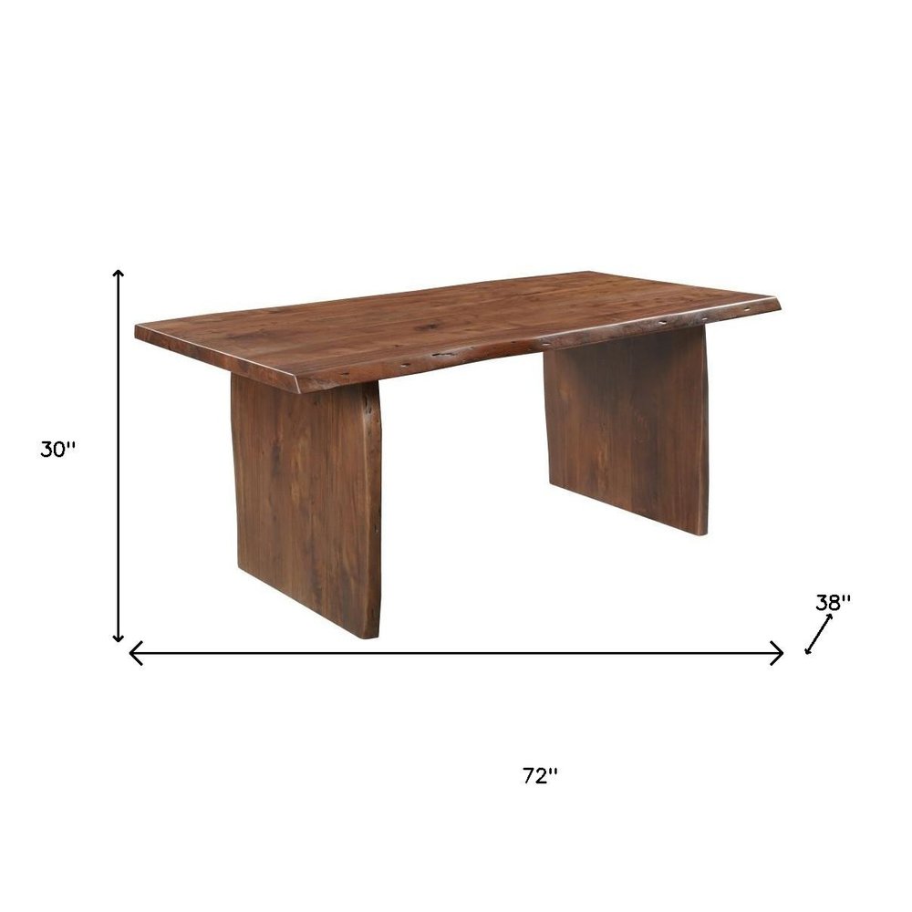 Seven Piece Brown Solid Wood Dining Set with Six Chairs - SKU 635829 on a white background