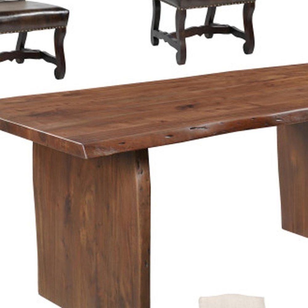 Seven Piece Brown Solid Wood Dining Set with Six Chairs - SKU 635831 on a white background