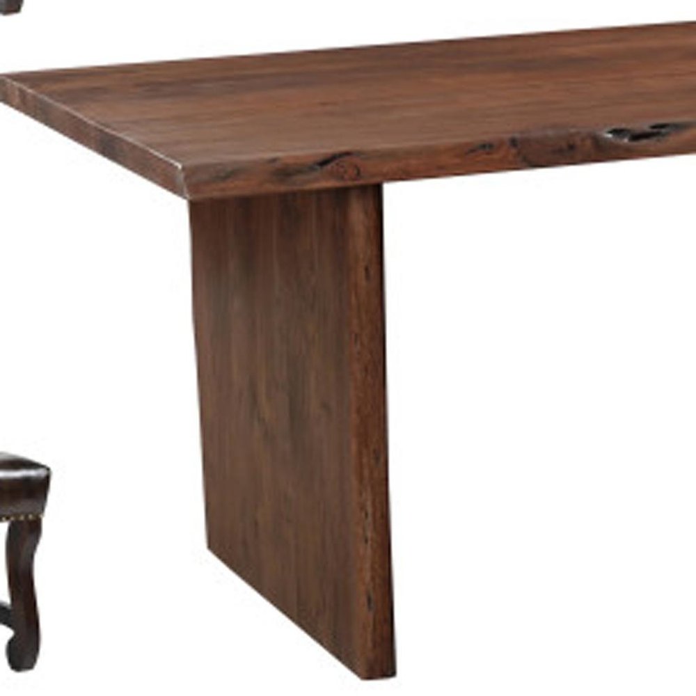 Nine Piece Brown Solid Wood Dining Set with Eight Chairs - SKU 635837 on a white background
