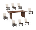Nine Piece Brown Solid Wood Dining Set with Eight Chairs - SKU 635837 on a white background