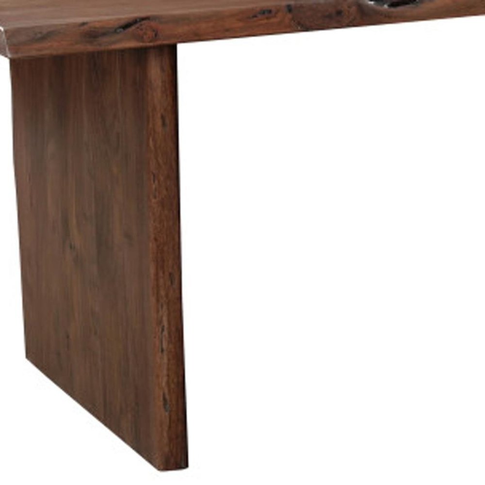 84" Brown Solid Wood Live Edge Sled Base Dining Table