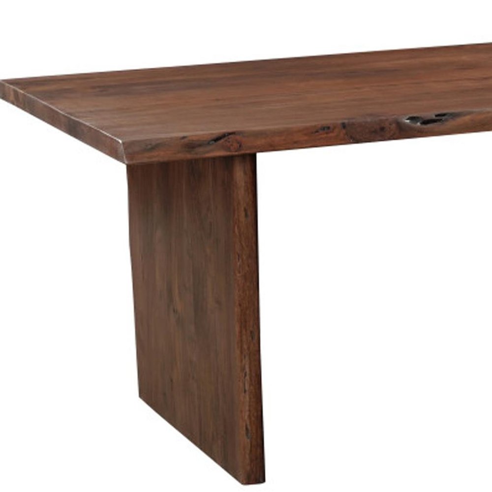 84" Brown Solid Wood Live Edge Sled Base Dining Table