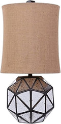 40" Silver Geometric Table Lamp With Cylinder Shade