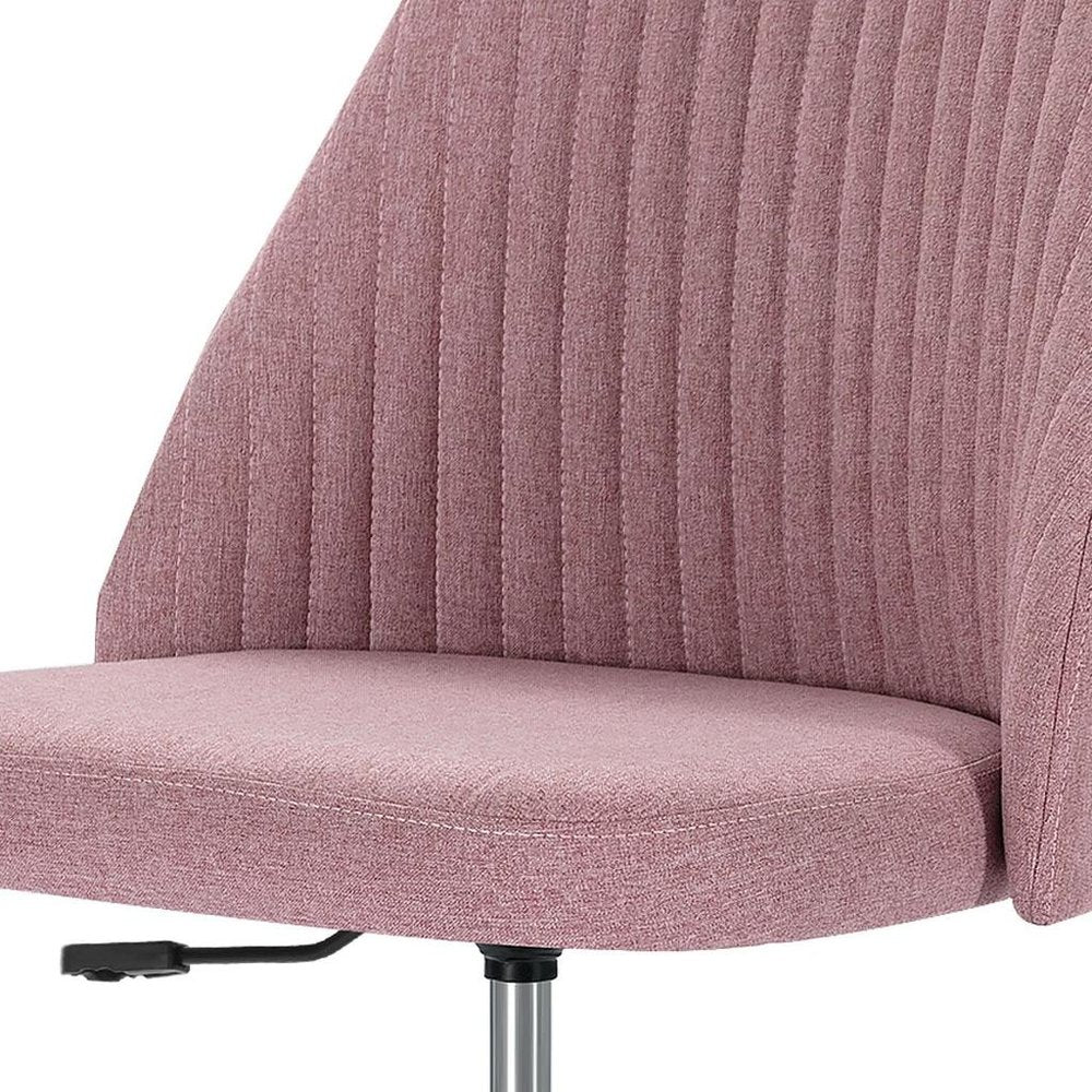 Pink and Silver Adjustable Height Swivel Rolling Office Chair